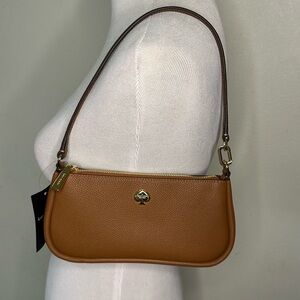 kate spade Tan Pebbled Leather Shoulder Bag with Gold Hardware